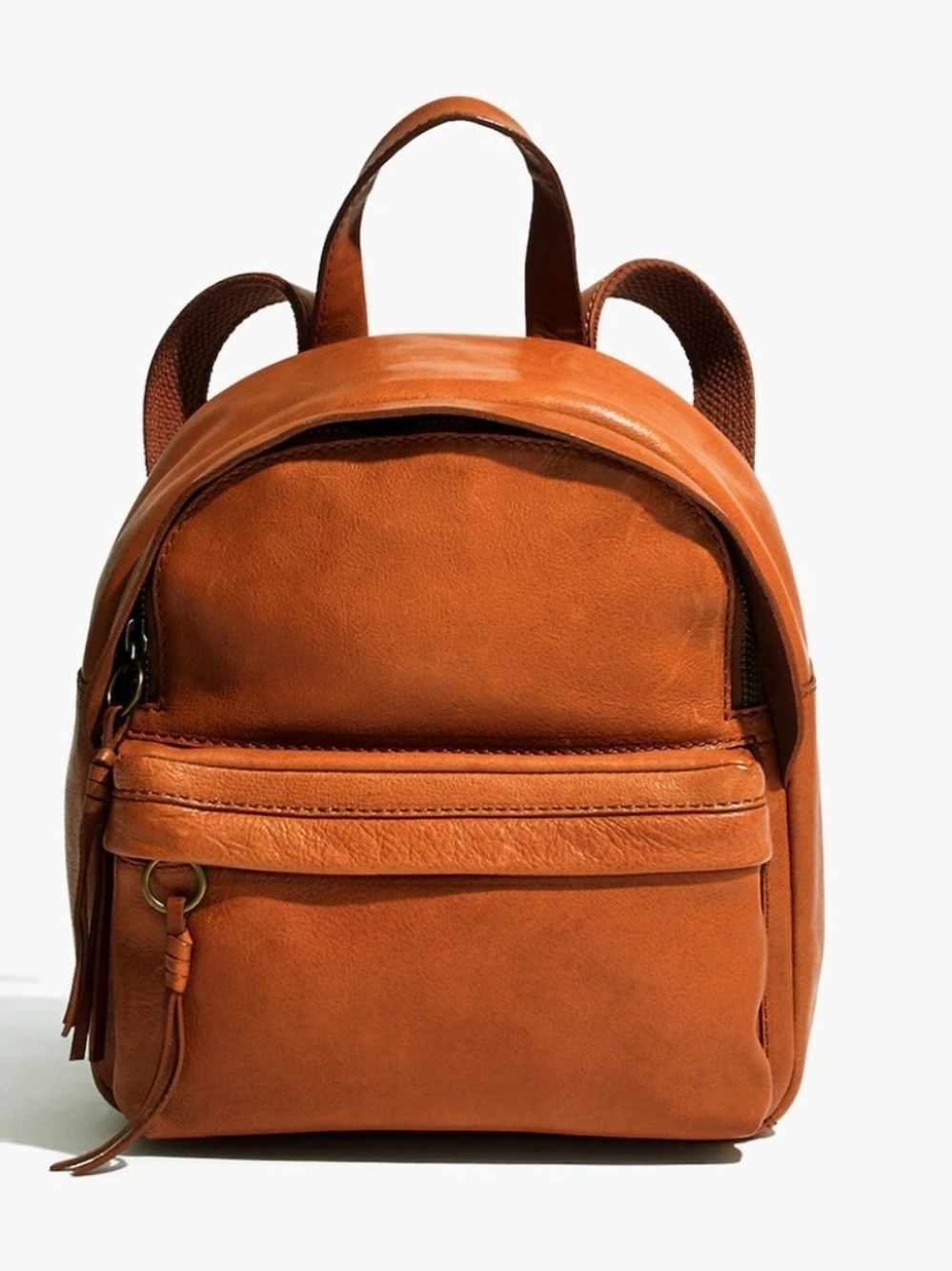 Madewell Small Leather Backpack in Cognac Brown
